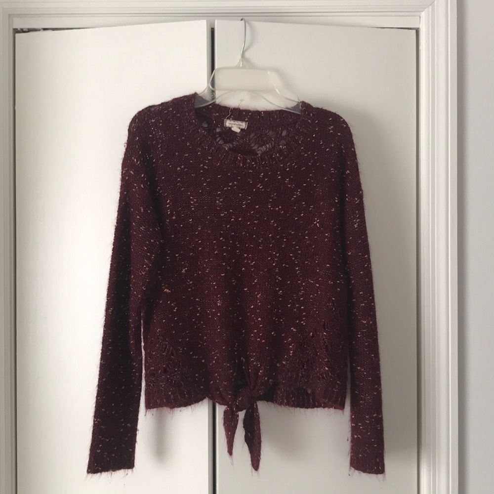 Sweater with front tie detail